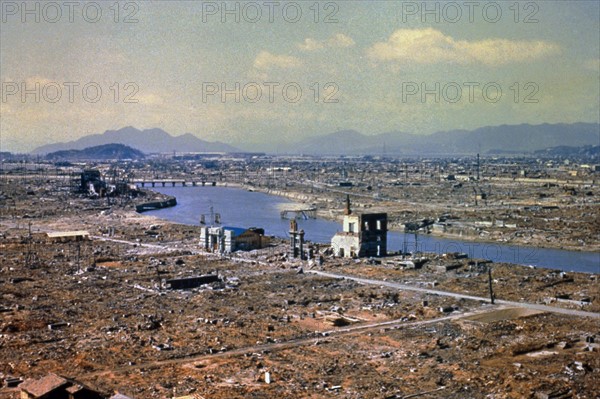 World War Two destruction after the atomic bomb was dropped on Hiroshima 1945
