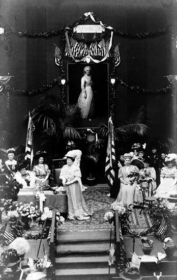 Photographic print of women on stage at the Daughter's of the American Revolution Convention