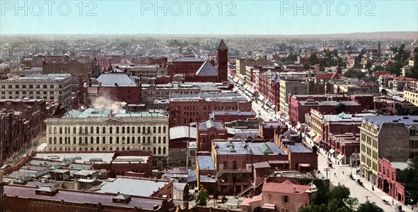 Photomechanical panoramic view of Los Angeles