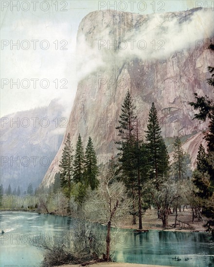 Photomechanical print of the Yosemite Valley, El Captain, California