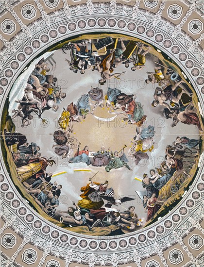 Photolithograph of the Apotheosis of Washington, in the dome of U.S. Capitol