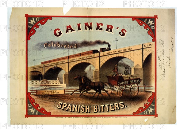 Patent medicine label for Garnier's celebrated Spanish Bitter's
