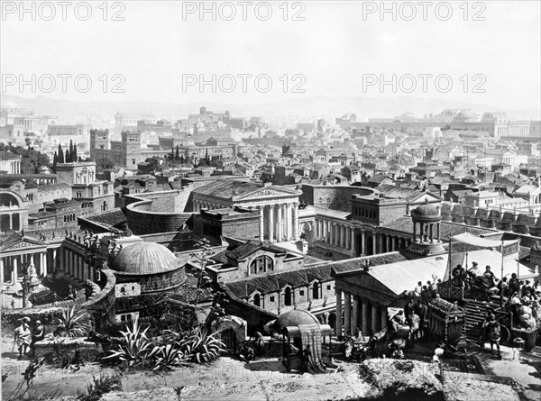 Panoramic painting of Ancient Rome with the triumphal procession of Emperor Constantine