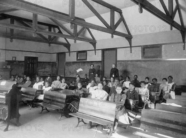 teacher with Students at the Fisk University (co-educational), African American college