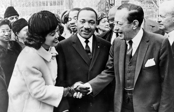 Mayor Wagner of New York greets Dr. and Mrs. Luther King, Jr. at City Hall. Robert Ferdinand Wagner II (April 20, 1910 - February 12, 1991.