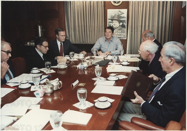 US President Gerald Ford, meets with the CIA Director-designate, George Bush