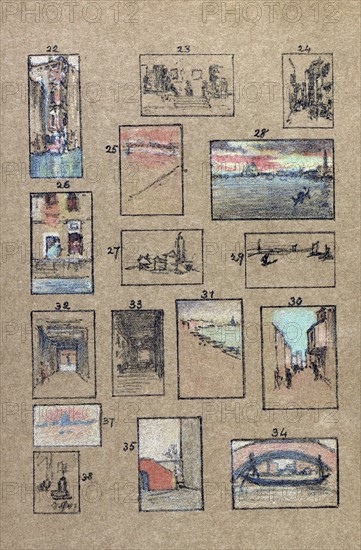 16 pastels of Venice by James McNeill Whistler made during his stay from 1879 to 1880