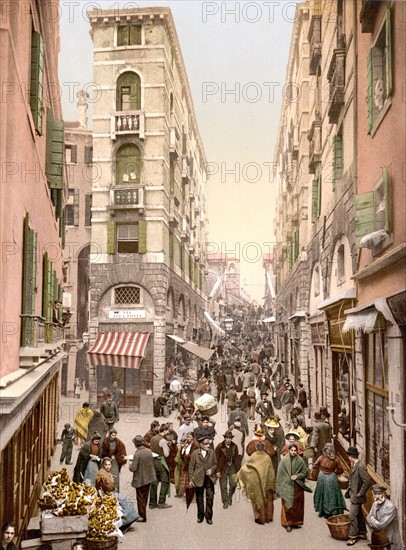 Street near the Rialto, Venice, Italy 1890