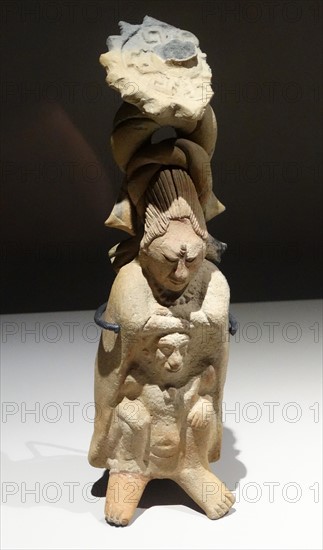 Mayan ceramic figurine of a Warrior, from Jaina, Campeche, Mexico. 600-900AD