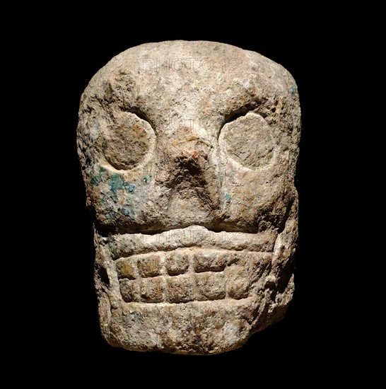 Decorative Mayan stone skull. Mexican, 900-1250 AD