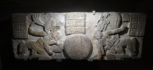 Maya ballplayer panel from the archaeological site of Tonina in Chiapas, Mexico