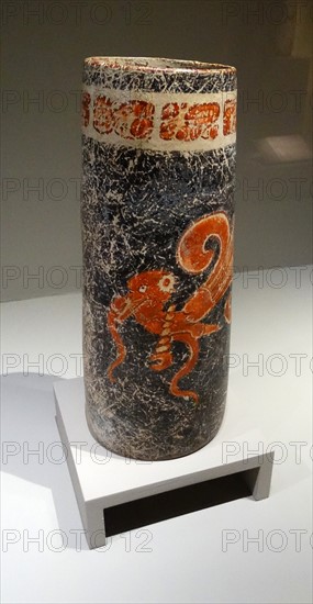 Mayan ceramic Vase, with embossed Glyphs 600-900AD