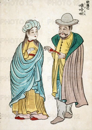 Japanese Ukiyo-e print showing English people