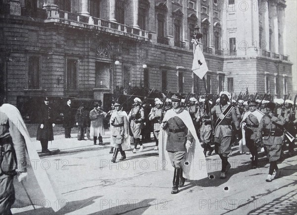 Colonial soldiers from Morocco parade in Madrid 1931