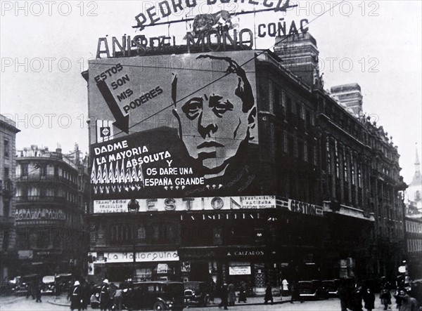 Poster on a Madrid building depicts José María Gil-Robles