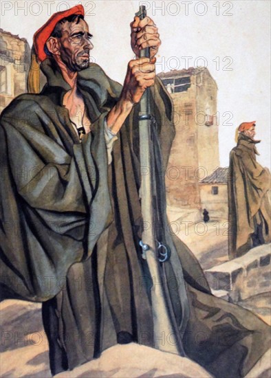 Carlist propaganda illustration of Carlist soldiers