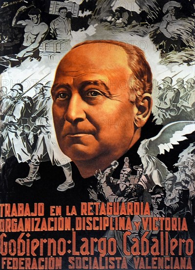 Poster during the Spanish Civil War depicting Republican leader largo Caballero.