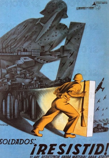 Communist propaganda poster rallying resistance during the final months of the Spanish Civil War