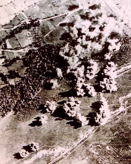 Aerial attack on republican positions, during the Spanish Civil War