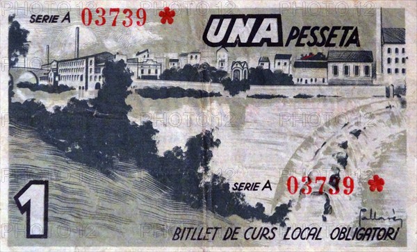 banknote issued during the Spanish Civil War