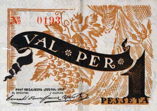 banknote issued during the Spanish Civil War