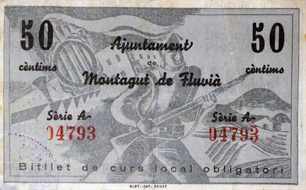 banknote issued during the Spanish Civil War