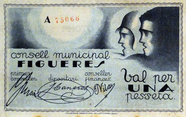 banknote issued during the Spanish Civil War