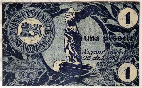 banknote issued during the Spanish Civil War