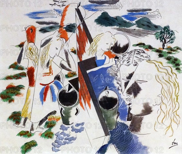 'The countryside' 1937. Spanish Civil War painting by Jose Garcia Narezo