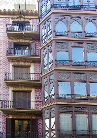 Façade of apartments of the early twentieth century, Barcelona, Spain