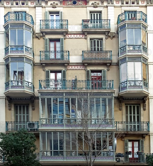 Façade of apartments of the early twentieth century, Barcelona, Spain