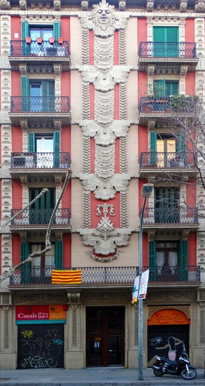 Façade of apartments of the early twentieth century, Barcelona, Spain