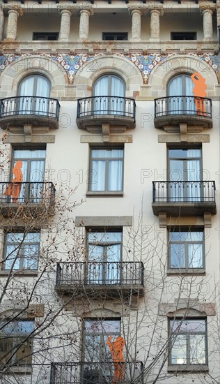 Façade of apartments of the early twentieth century, Barcelona, Spain