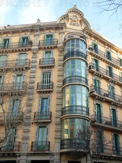 Façade of apartments of the early twentieth century, Barcelona, Spain