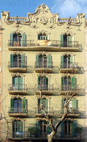 Façade of apartments of the early twentieth century, Barcelona, Spain