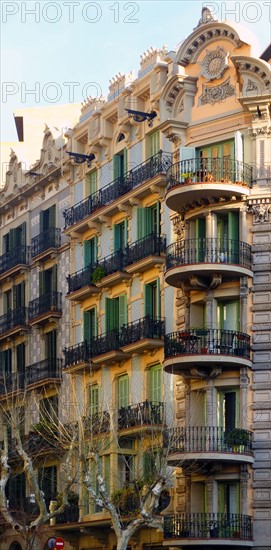 Façade of apartments of the early twentieth century, Barcelona, Spain