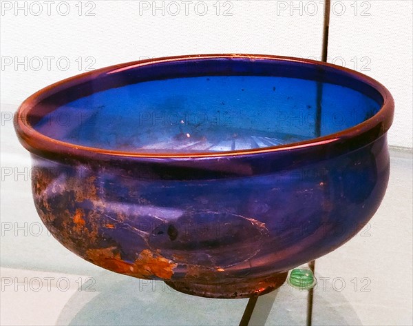 Cobalt-blue blown glass bowl