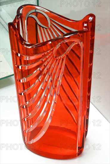 Art Nouveau style cut glass vase