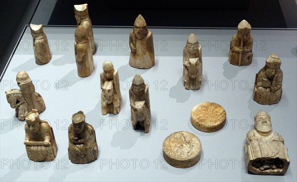 Medieval Lewis Chessmen made from carved walrus ivory