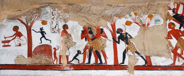 Egyptian temple relief depicting a military expedition by Rameses II (1279-1213 BC)