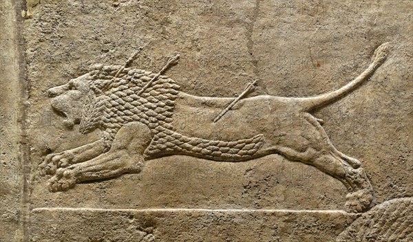 Relief depicting The royal lion hunt. Assyrian, about 645-635 BC From Nineveh