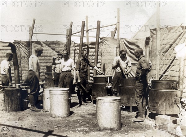 The open air kitchen used by German POW in France