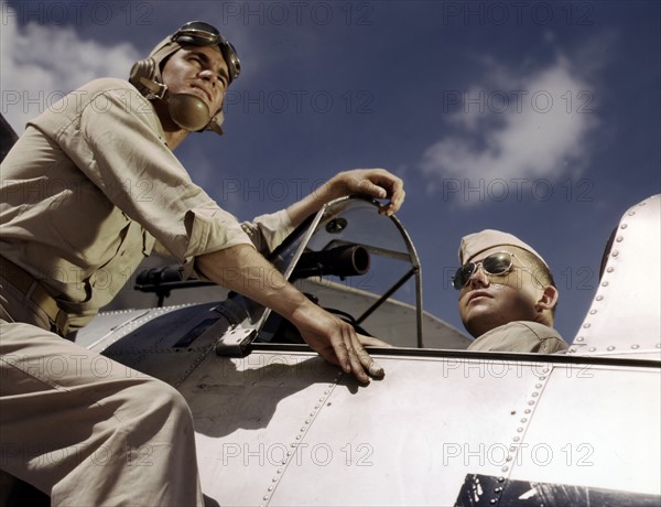 Ensign Noressey and Cadet Thenics at the Naval Air Base