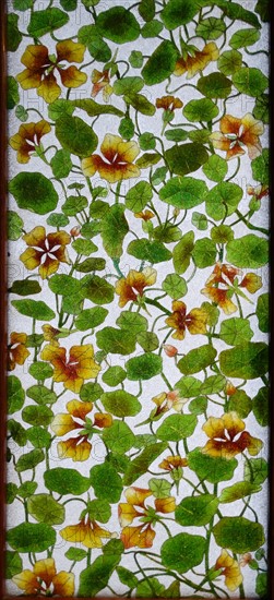Glass and Wood screen decorated with flowers by Frederic Vidal