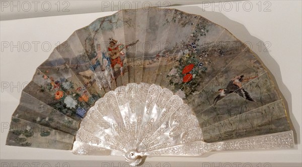 Fan with scene of gallantry by Marià Fortuny