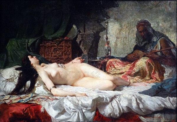 Painting titled 'The Odalisque' by Marià Fortuny