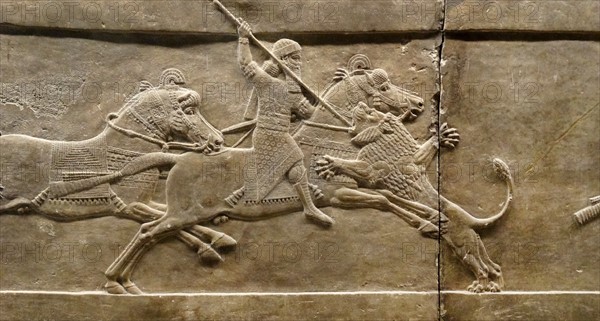 return from the lion hunt Nineveh, Iraq. Assyrian 645-636 BC