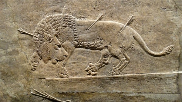 The royal lion hunt, Assyrian, about 645-635 BC From Nineveh. North Palace, Iraq