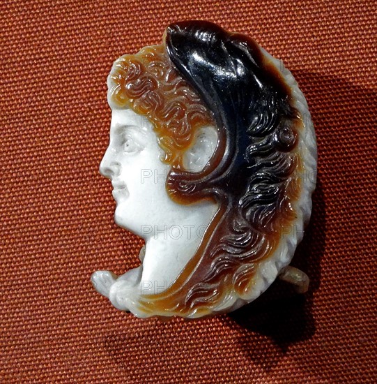 Sardonyx cameo depicting a portrait (Herakles), Roman, 1st century BC -1st century AD