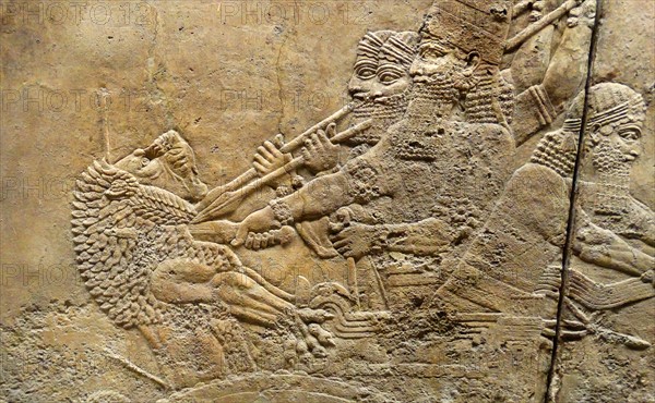 Royal lion hunt; Assyrian, about 645-635 BC